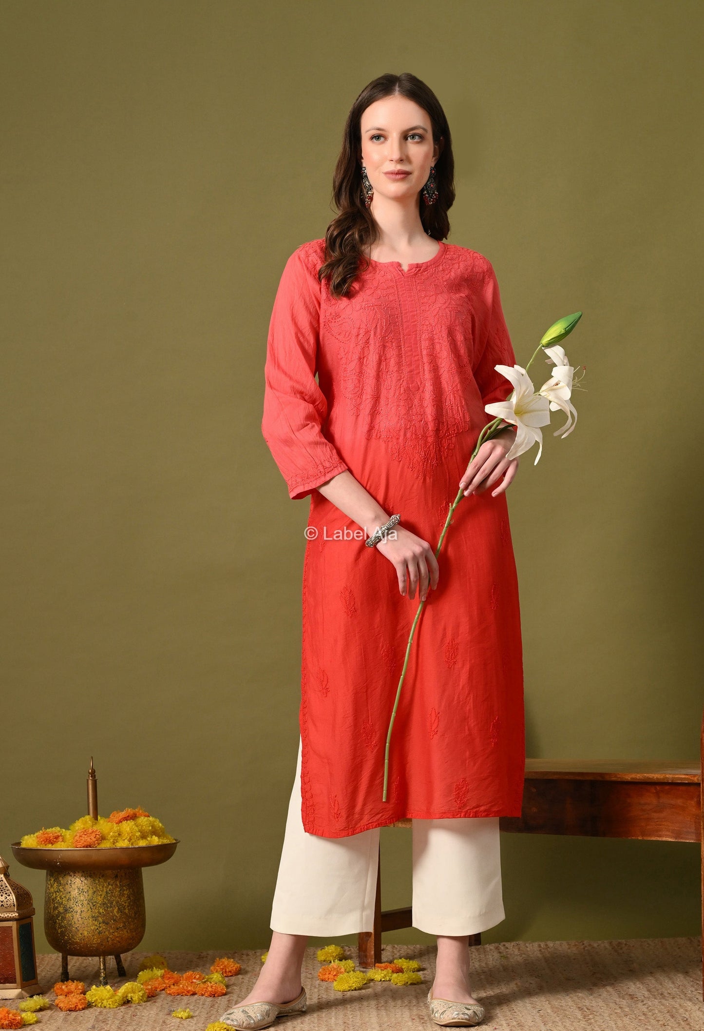 Rumi Chanderi silk Chikankari kurti