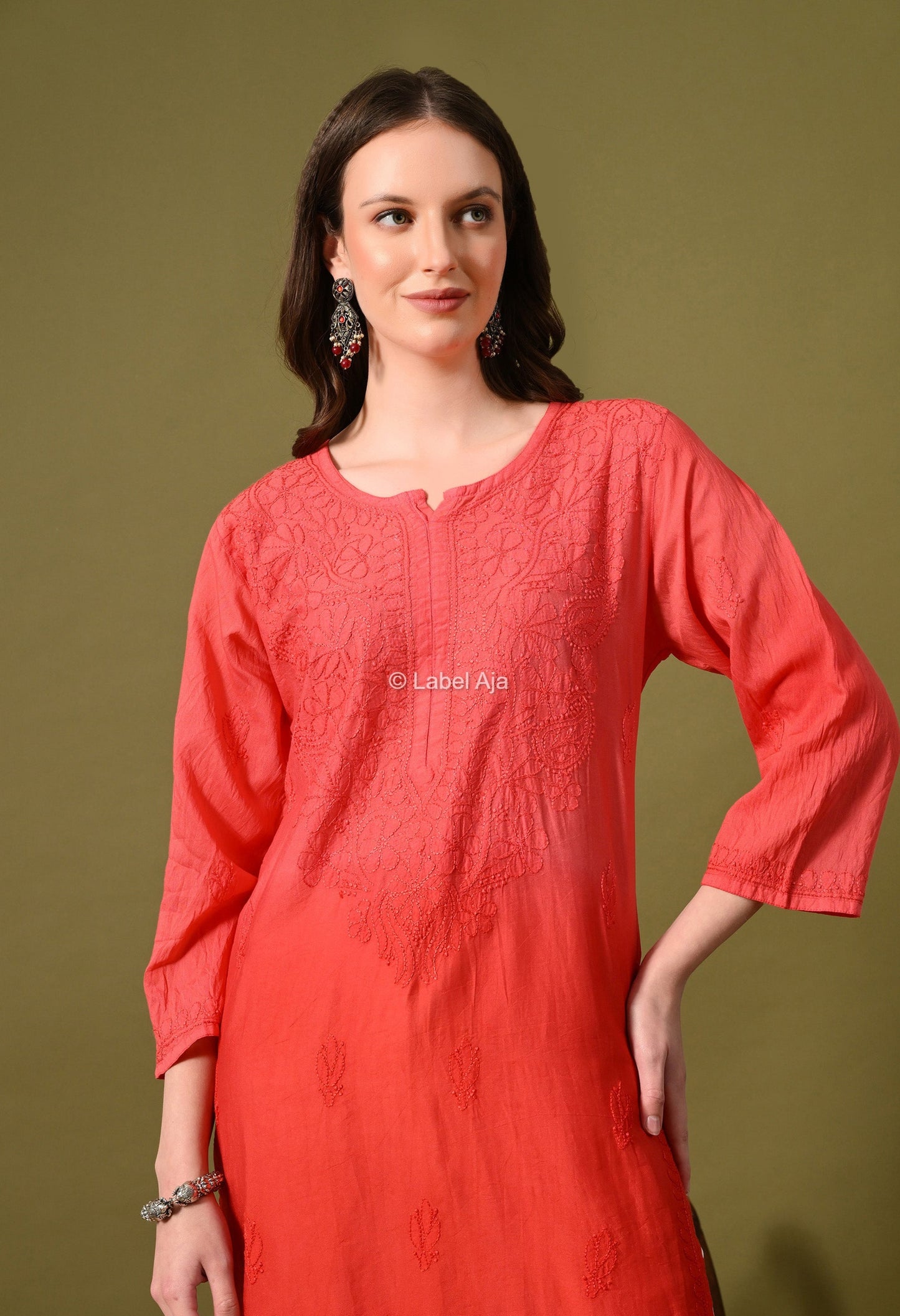 Rumi Chanderi silk Chikankari kurti