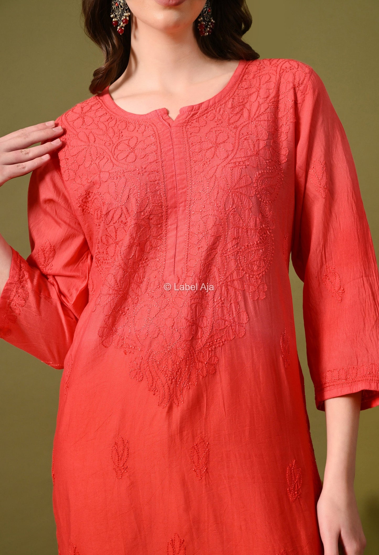 Rumi Chanderi silk Chikankari kurti