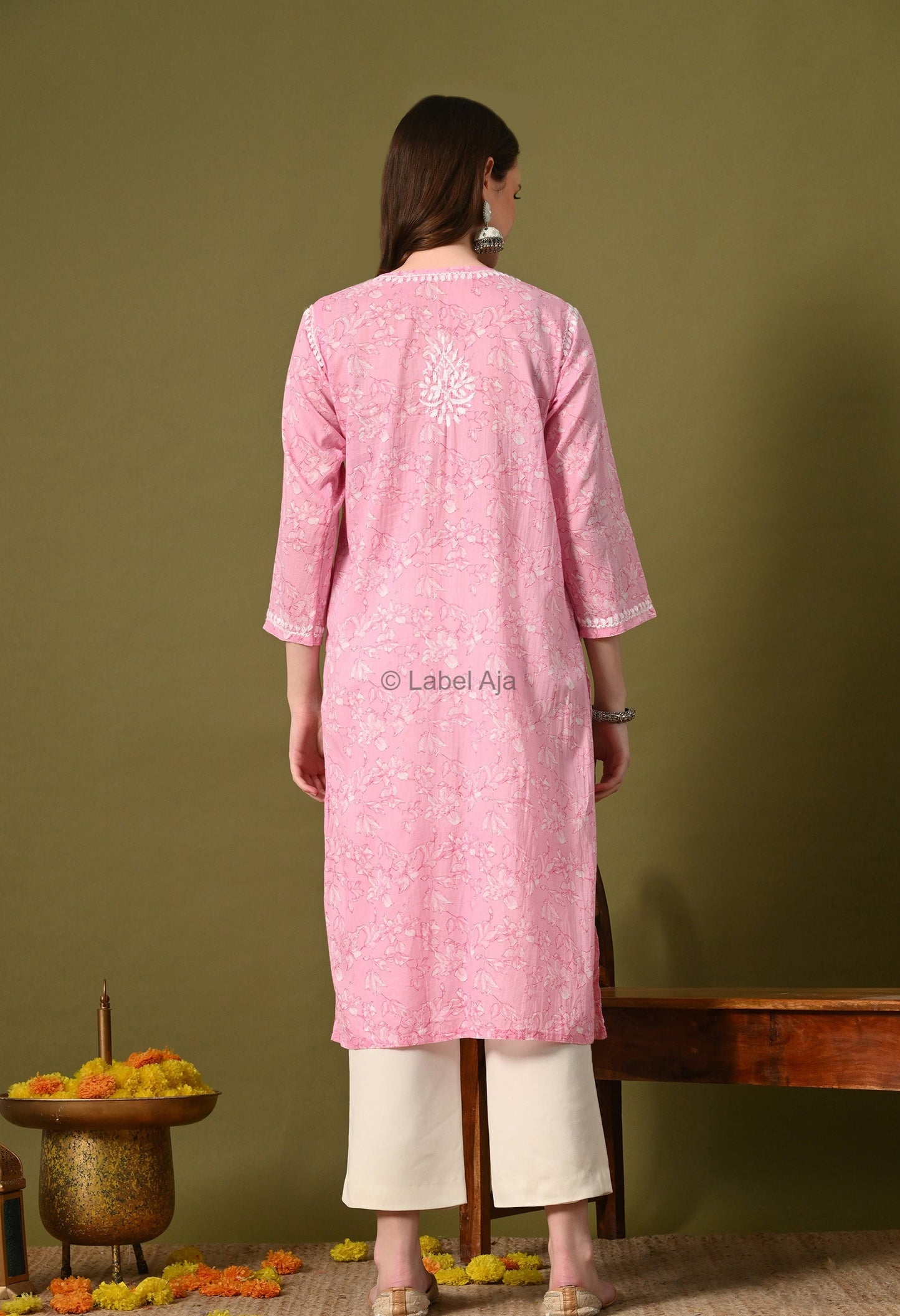 Malhar Mulmul long chikankari kurti