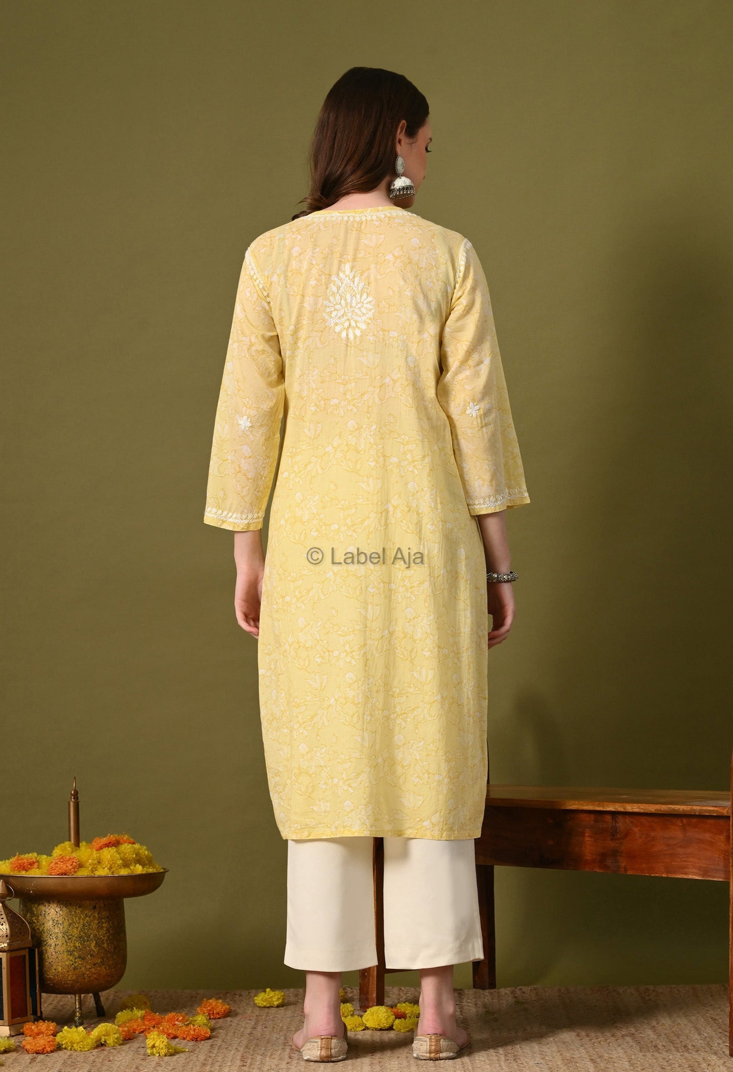 Malhar Mulmul long chikankari kurti