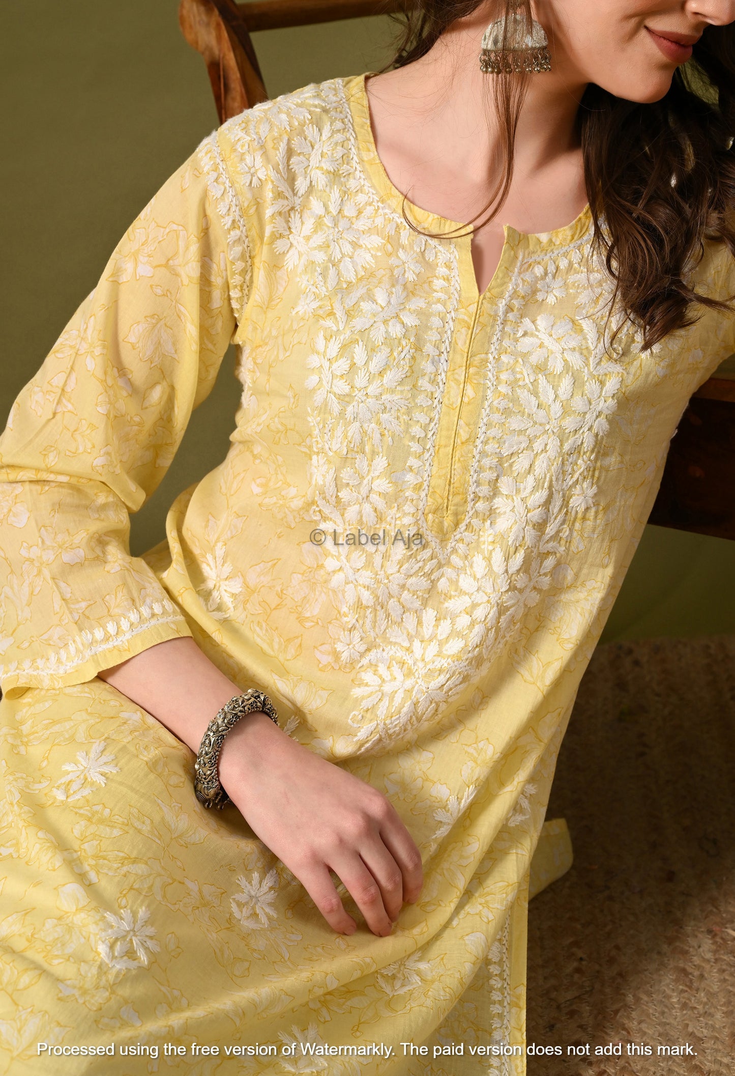 Malhar Mulmul long chikankari kurti