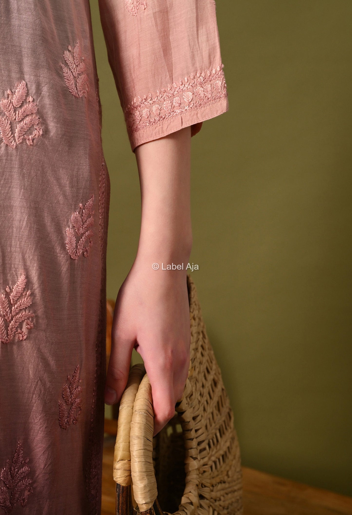 Muslin long chikankari kurti