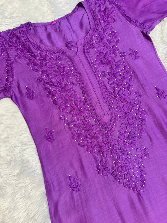 Premium muslin kurti with Mukaish work