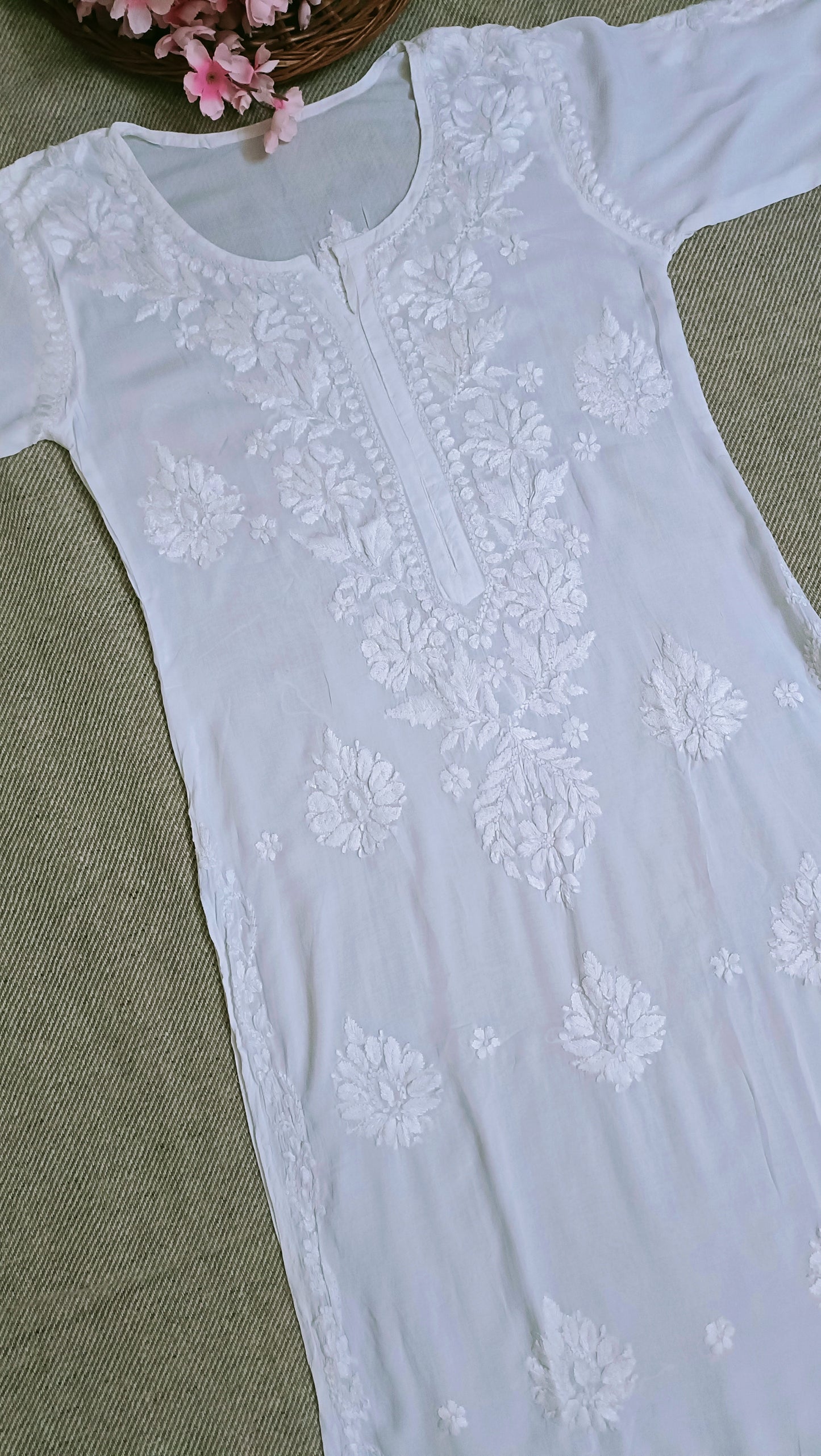 Veda modal cotton long chikankari kurti