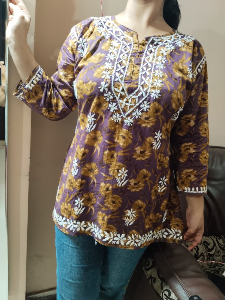 Reva mulmul printed short top