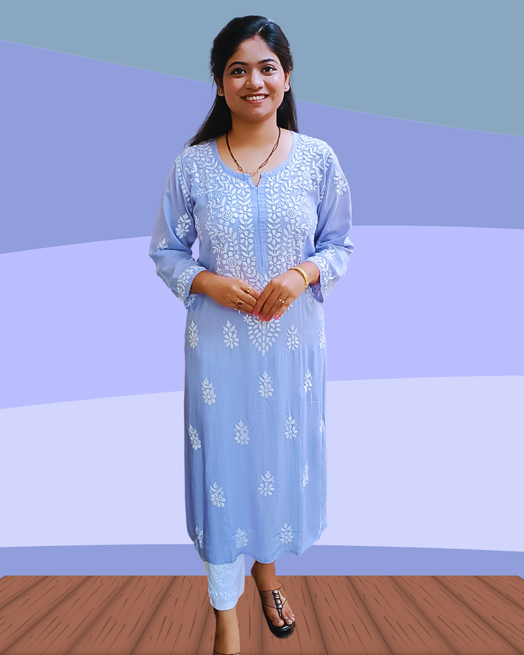 Prisha Modal long chikankari kurti