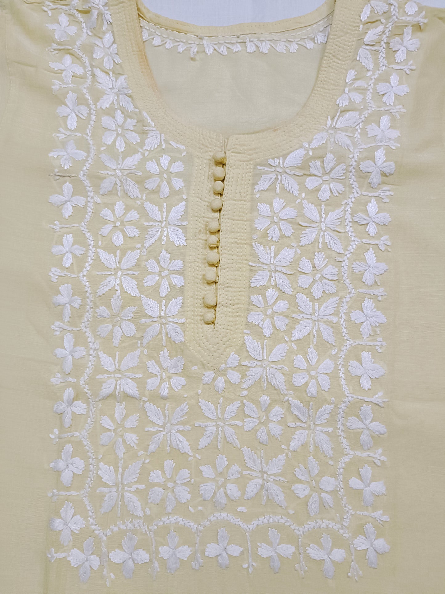 Label Aja Hand Embroidered Chanderi Short Lucknowi Chikankari Kurti - Label Aja Chikankari