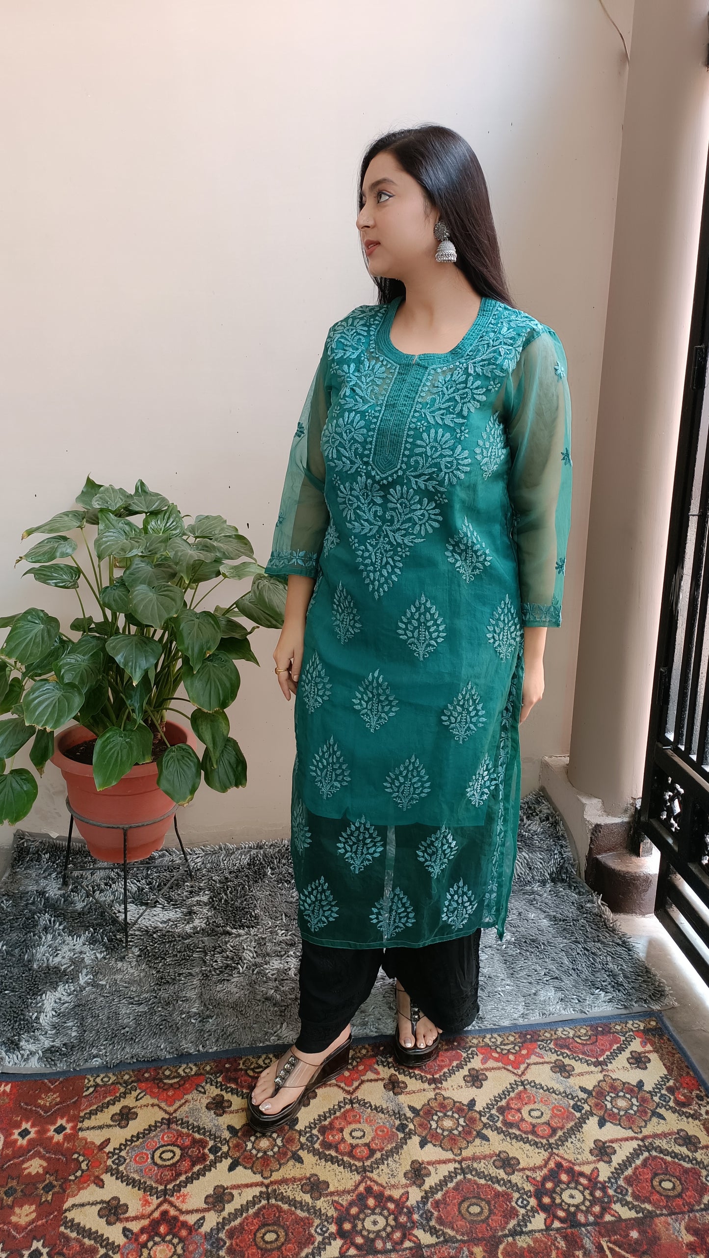 Premium organza kurti with matching liner