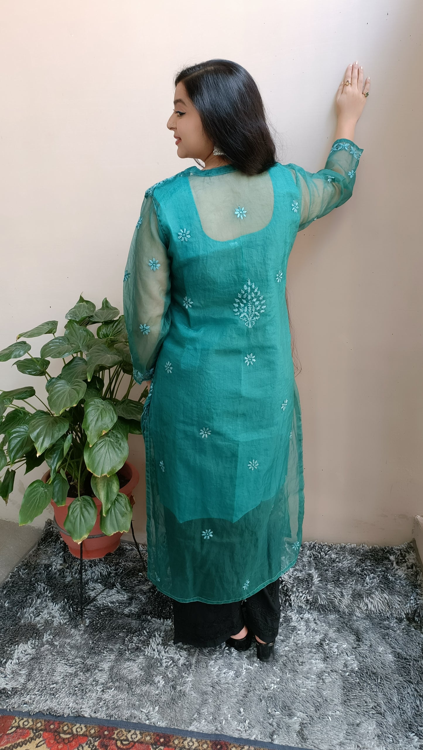 Premium organza kurti with matching liner