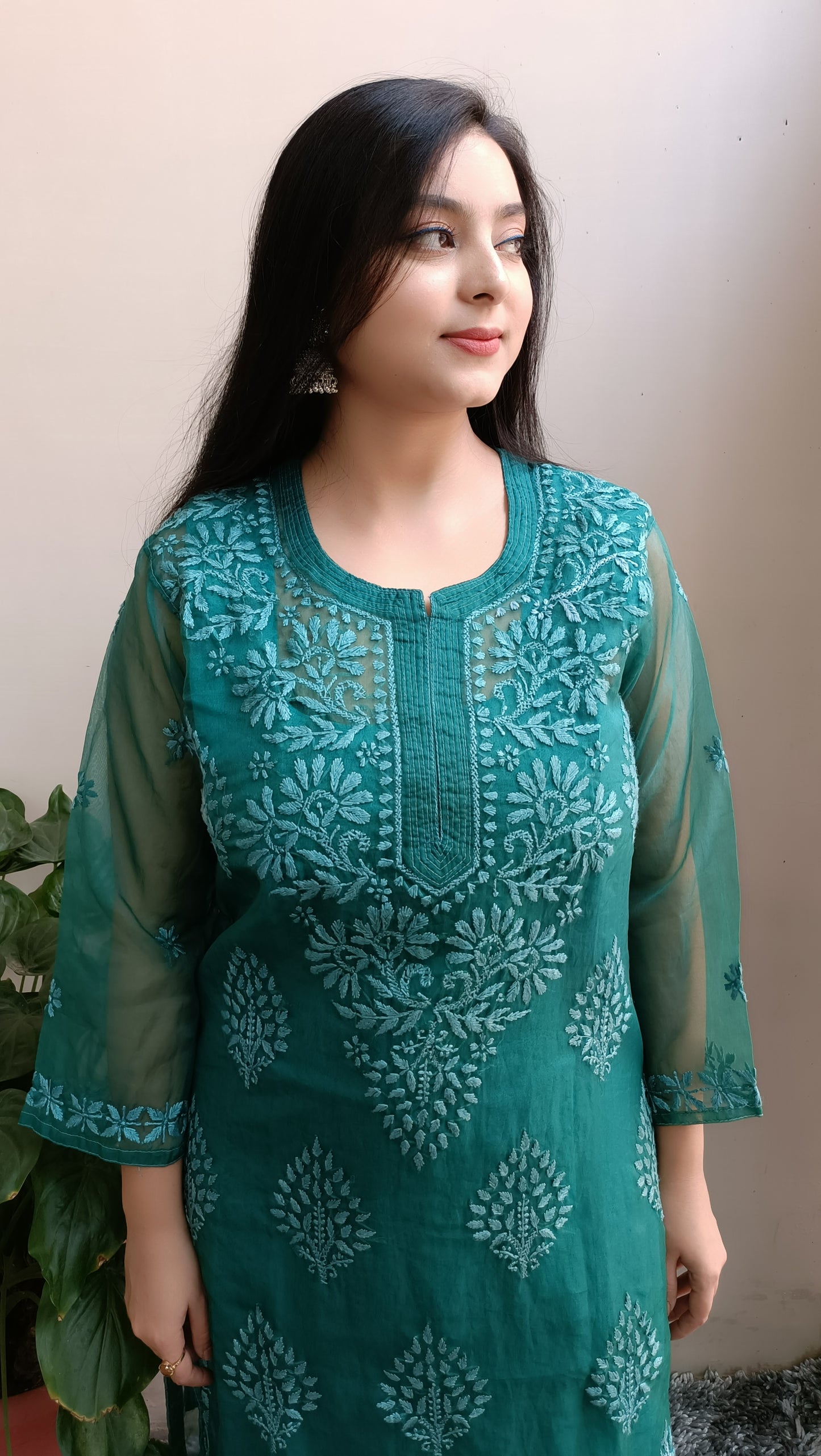 Premium organza kurti with matching liner