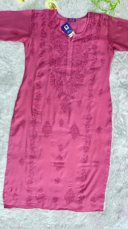 Meher Chanderi silk Chikankari Kurti & Palazzo Set