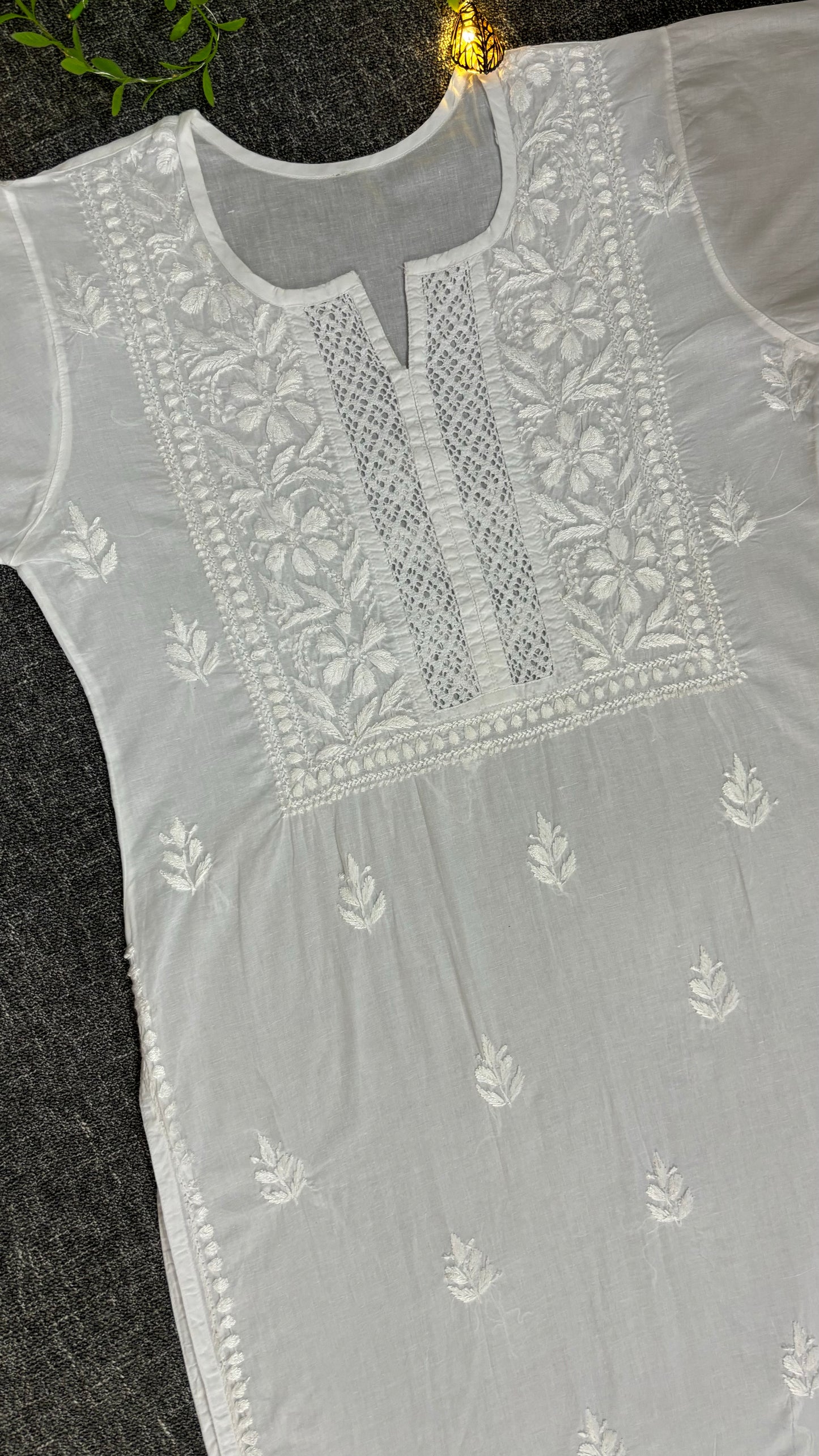 Fari mul Cotton chikankari long kurti