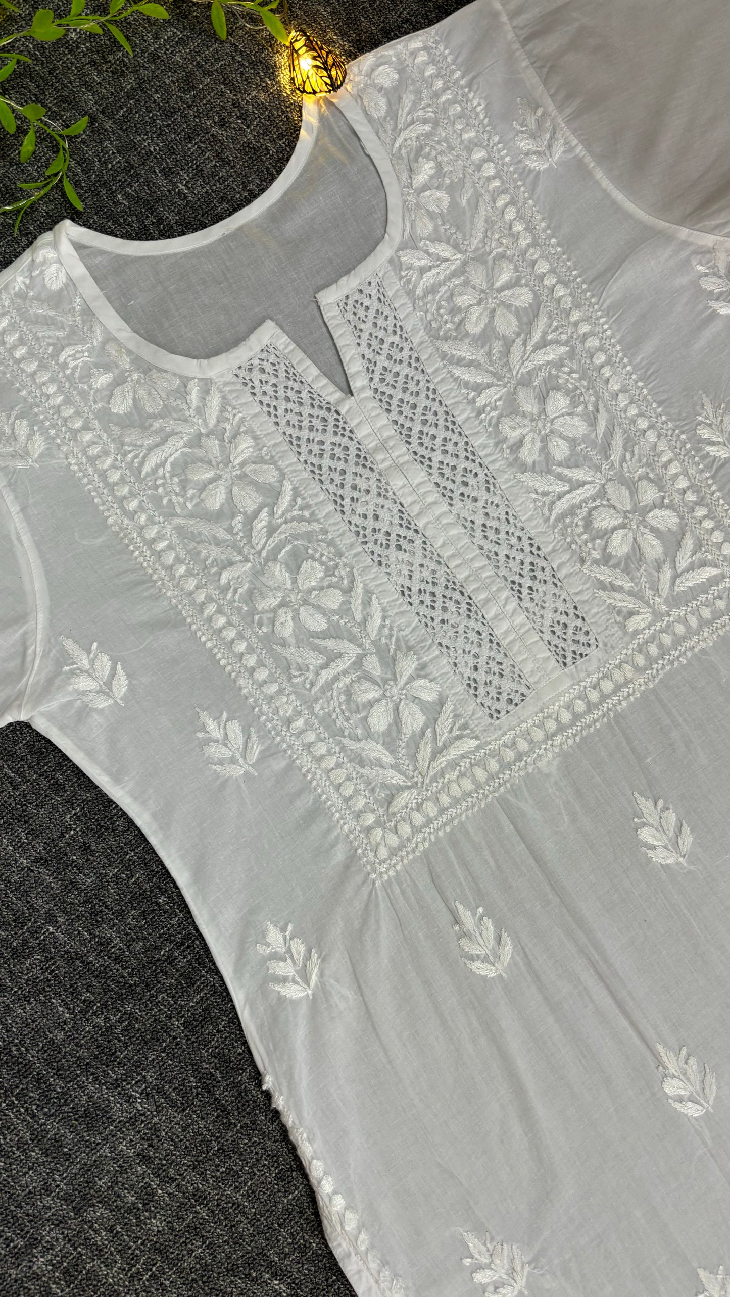 Fari mul Cotton chikankari long kurti