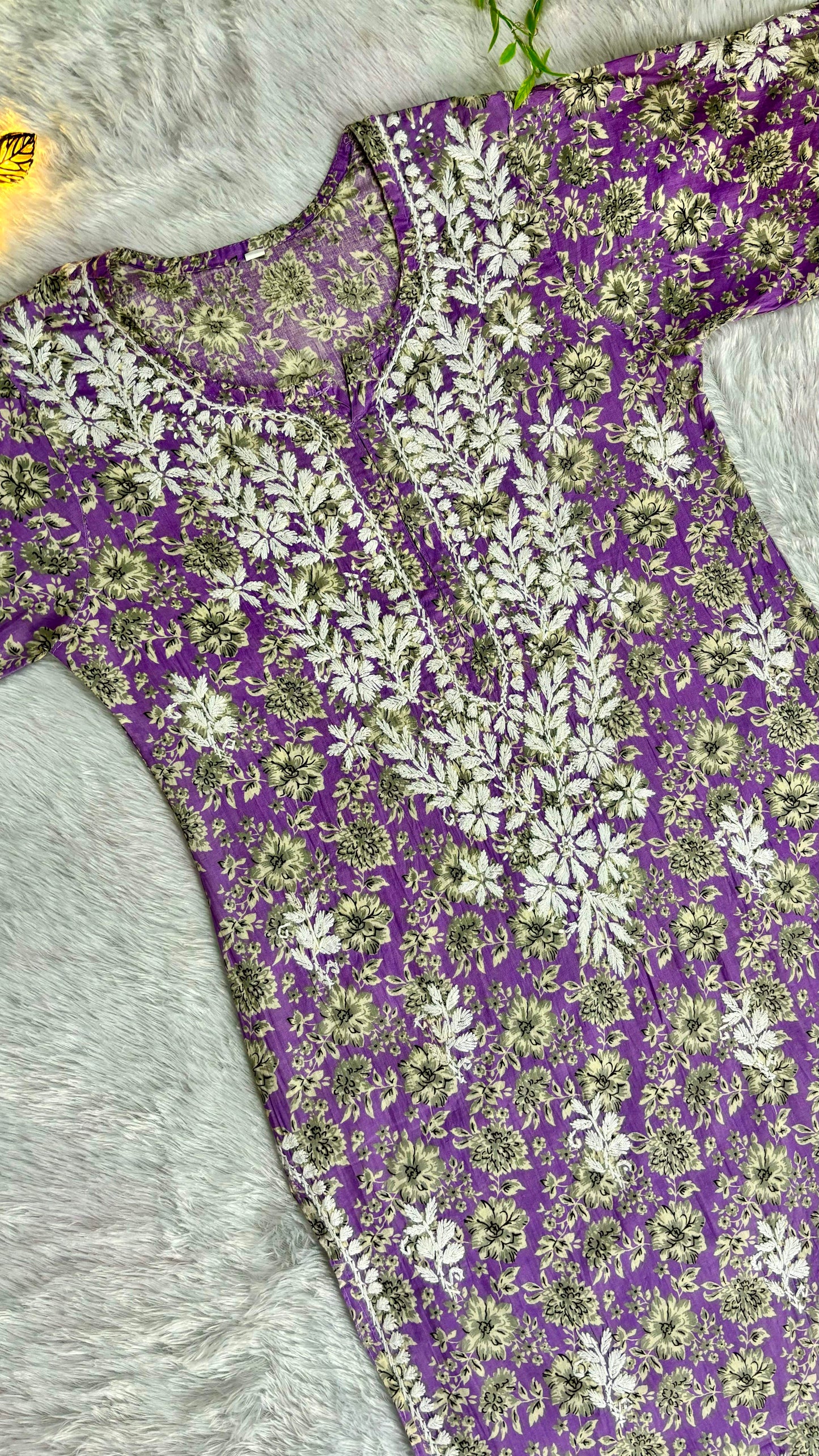 Gulmohar Mulmul long chikankari kurti