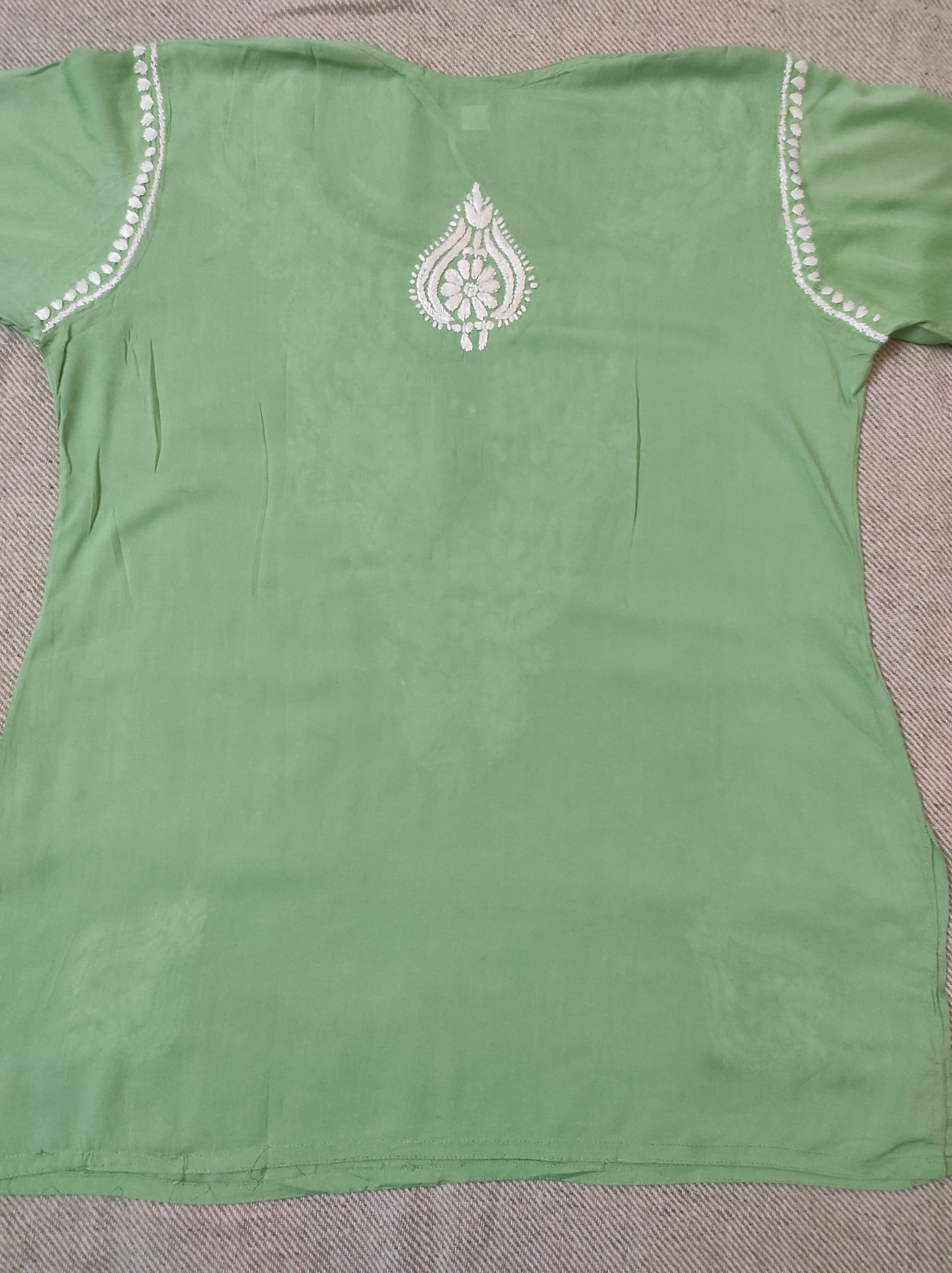 Label Aja Hand Embroidered Modal short kurti - Label Aja Chikankari