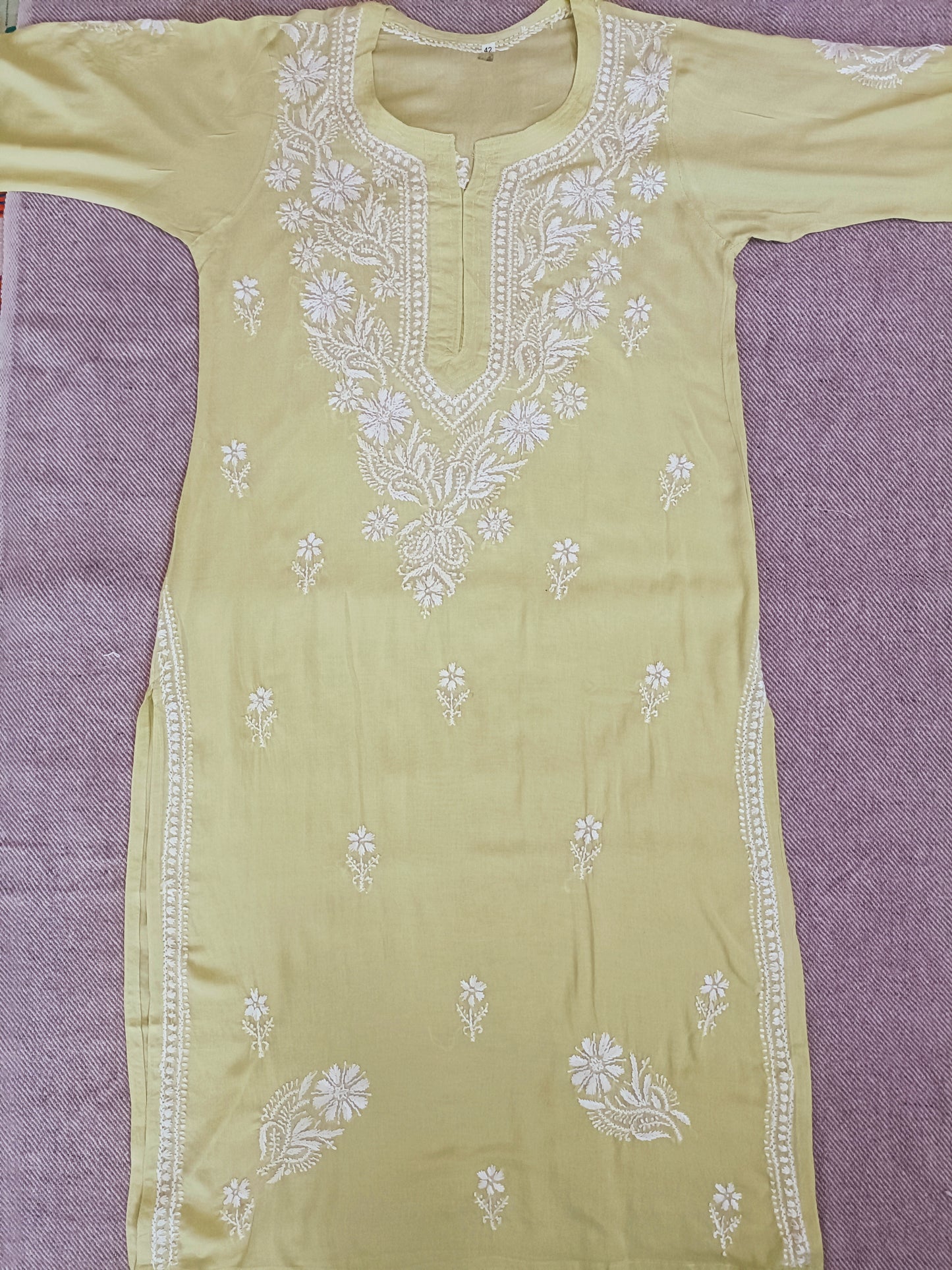 Label Aja Hand Embroidered Modal chikankari kurta set - Label Aja Chikankari