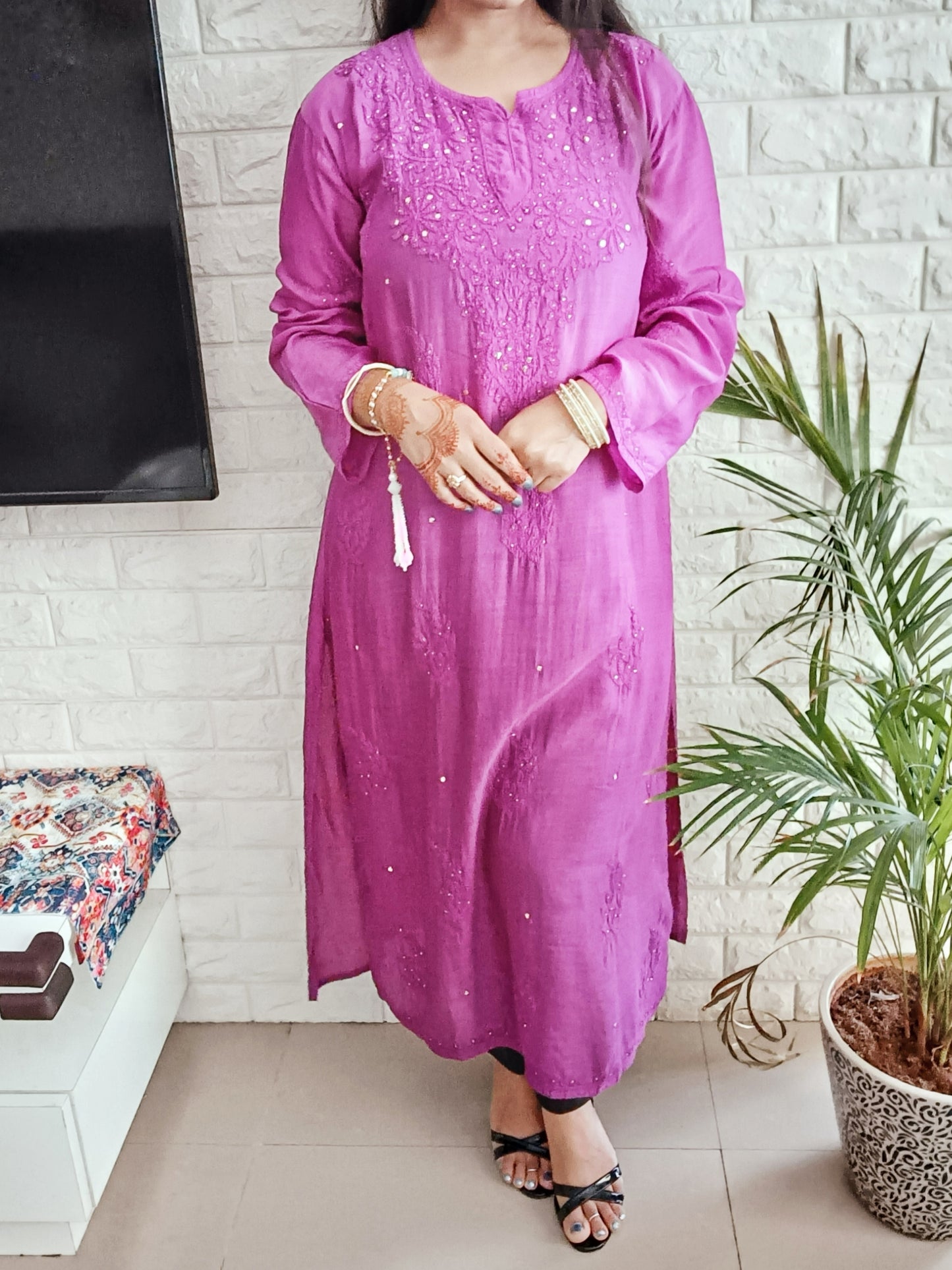 Premium muslin kurti with Mukaish work