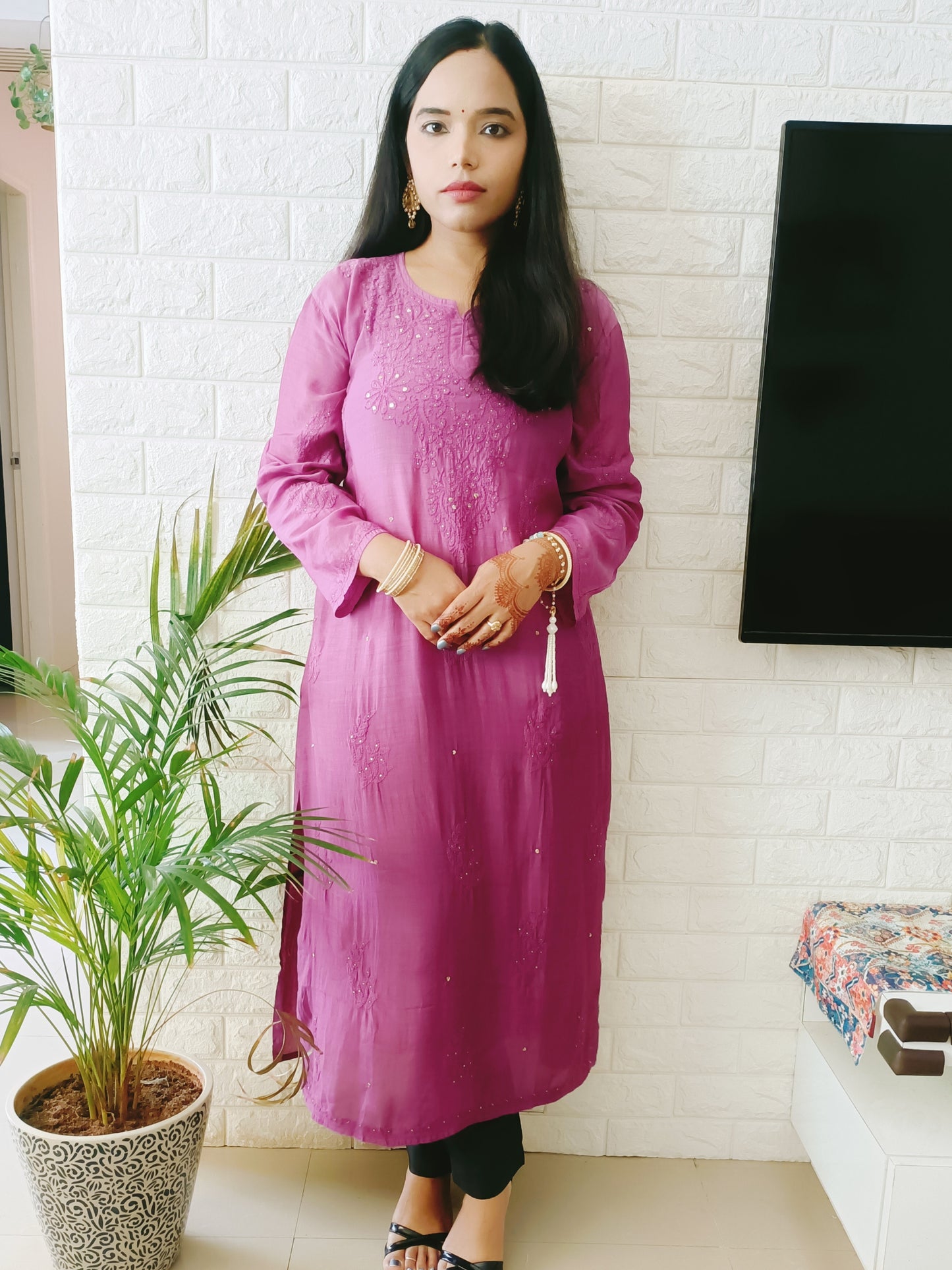 Premium muslin kurti with Mukaish work