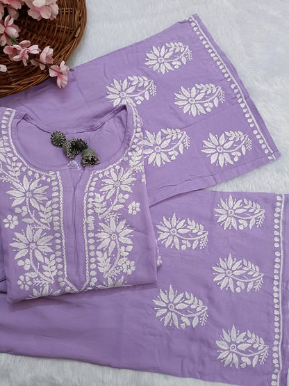 Sia rayon cotton Chikankari Kurti & Palazzo set