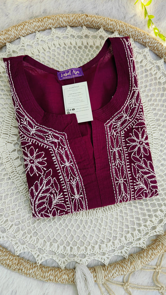 Cotton chikankari kurti with matching slip