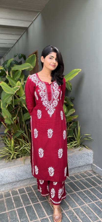 Sia rayon cotton Chikankari Kurti & Palazzo set