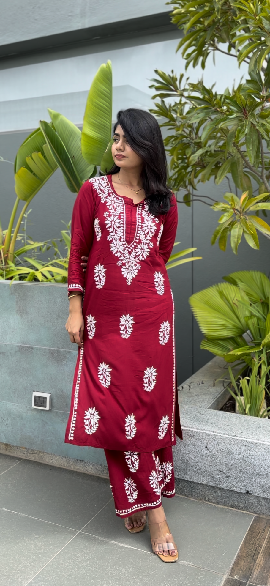 Sia rayon cotton Chikankari Kurti & Palazzo set