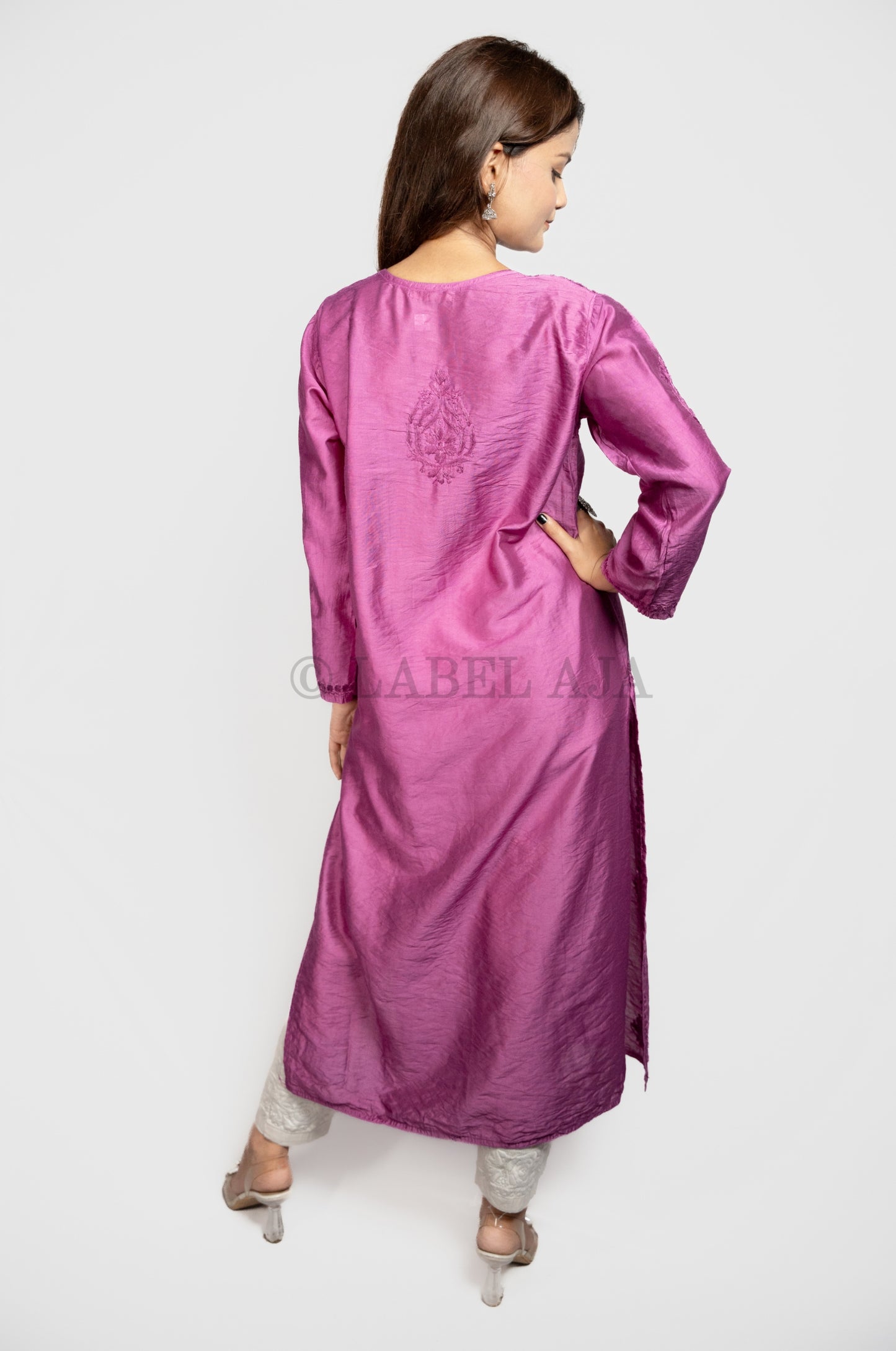 Bela Chanderi silk Chikankari kurti