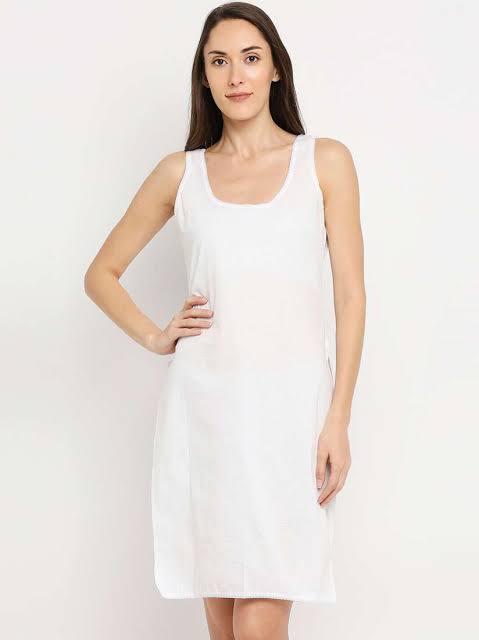 White Cotton Long Slip