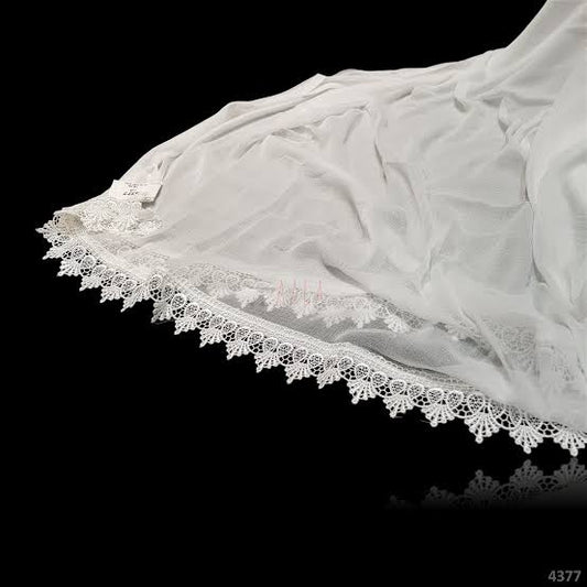 White Chiffon dupatta with laces