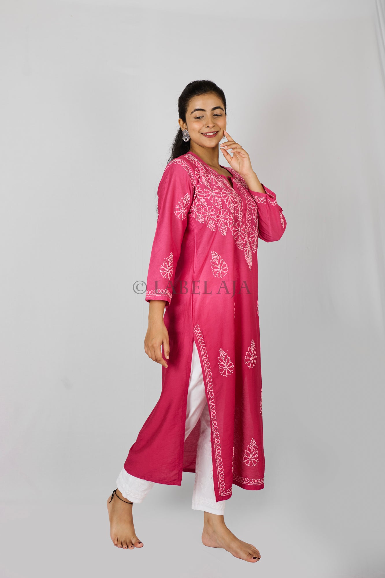 Anya chanderi silk Chikankari kurti