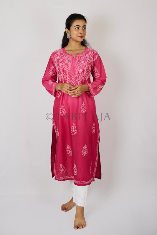 Anya chanderi silk Chikankari kurti