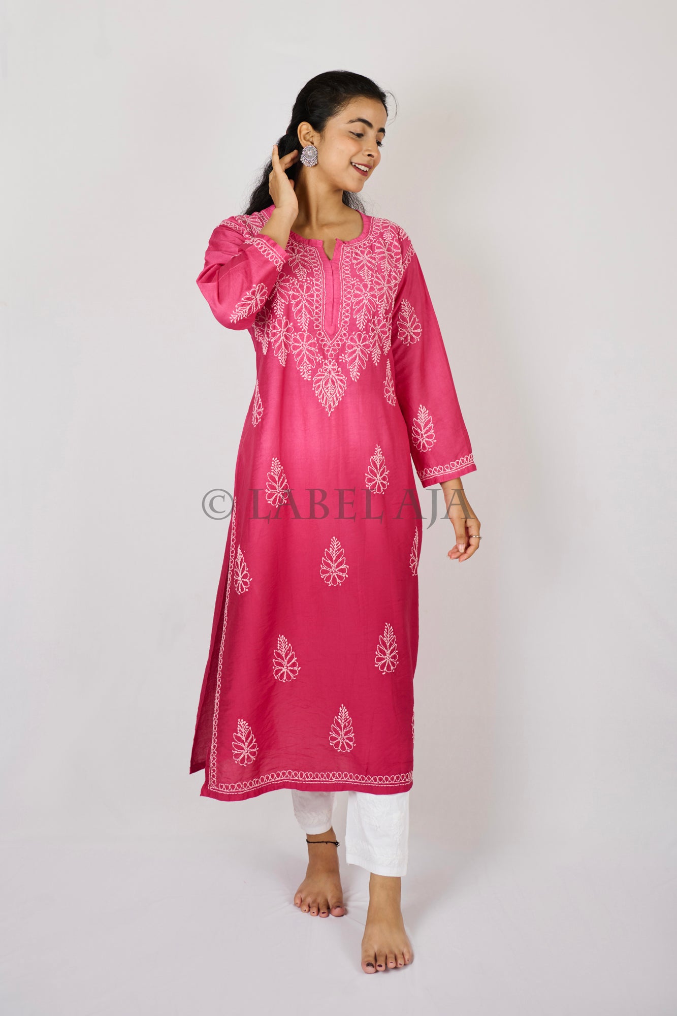 Anya chanderi silk Chikankari kurti