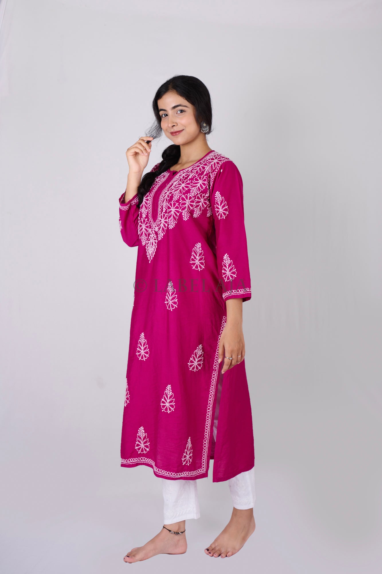 Anya chanderi silk Chikankari kurti