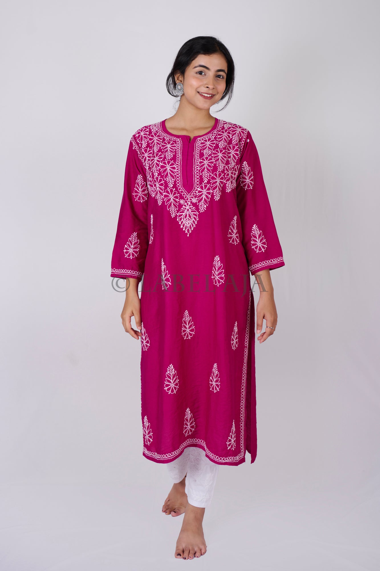 Anya chanderi silk Chikankari kurti