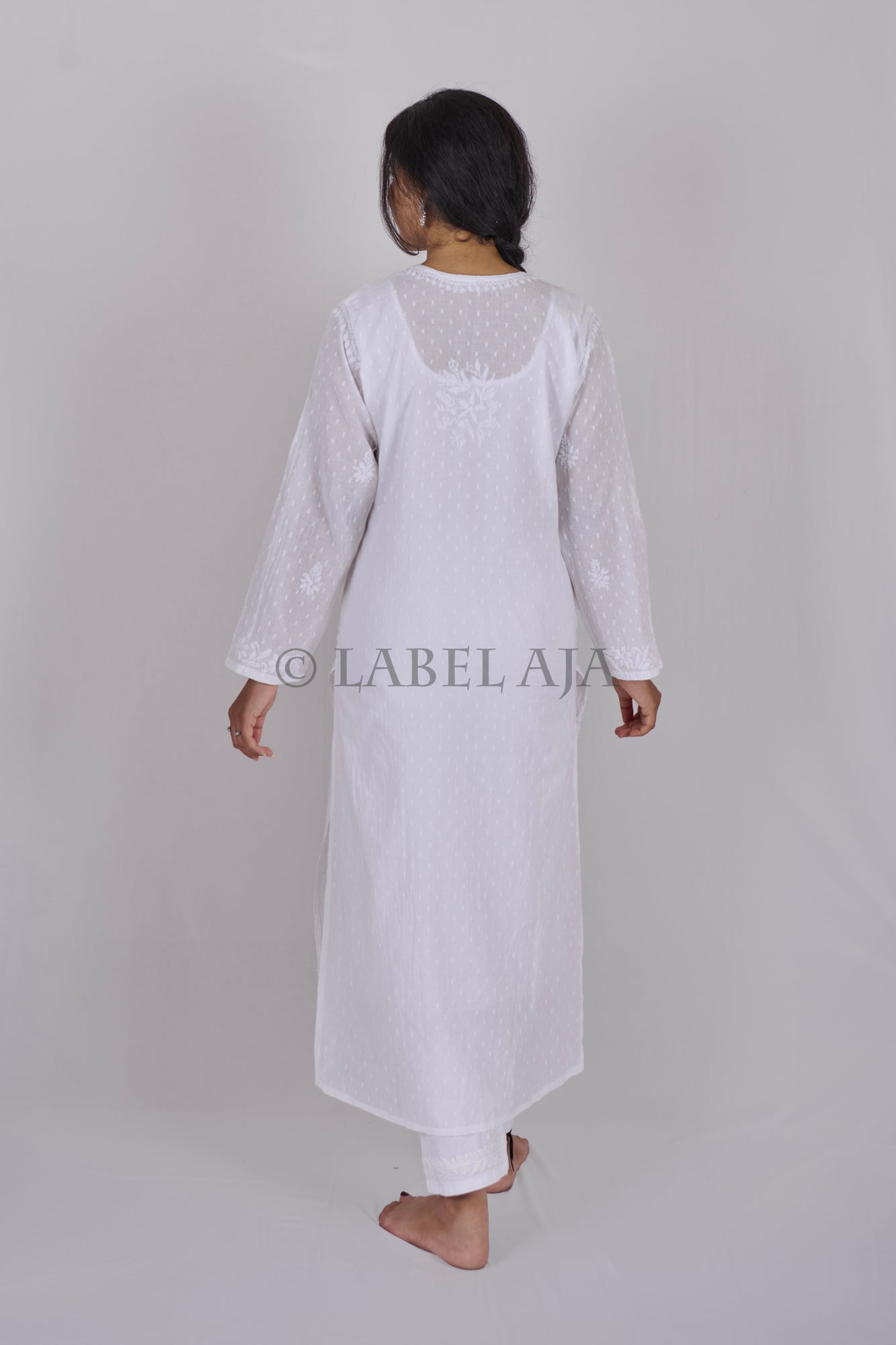 Dobby cotton long chikankari kurti