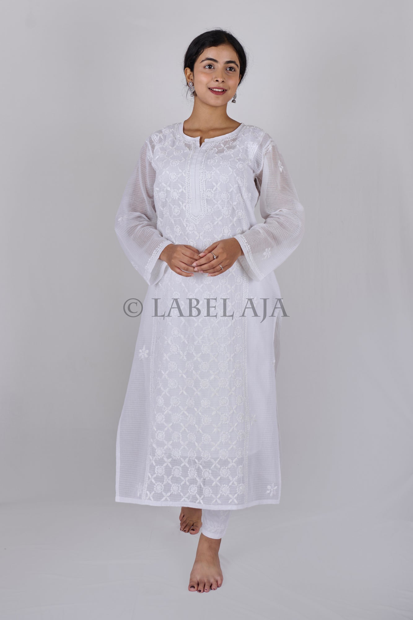 Kota cotton long chikankari kurti