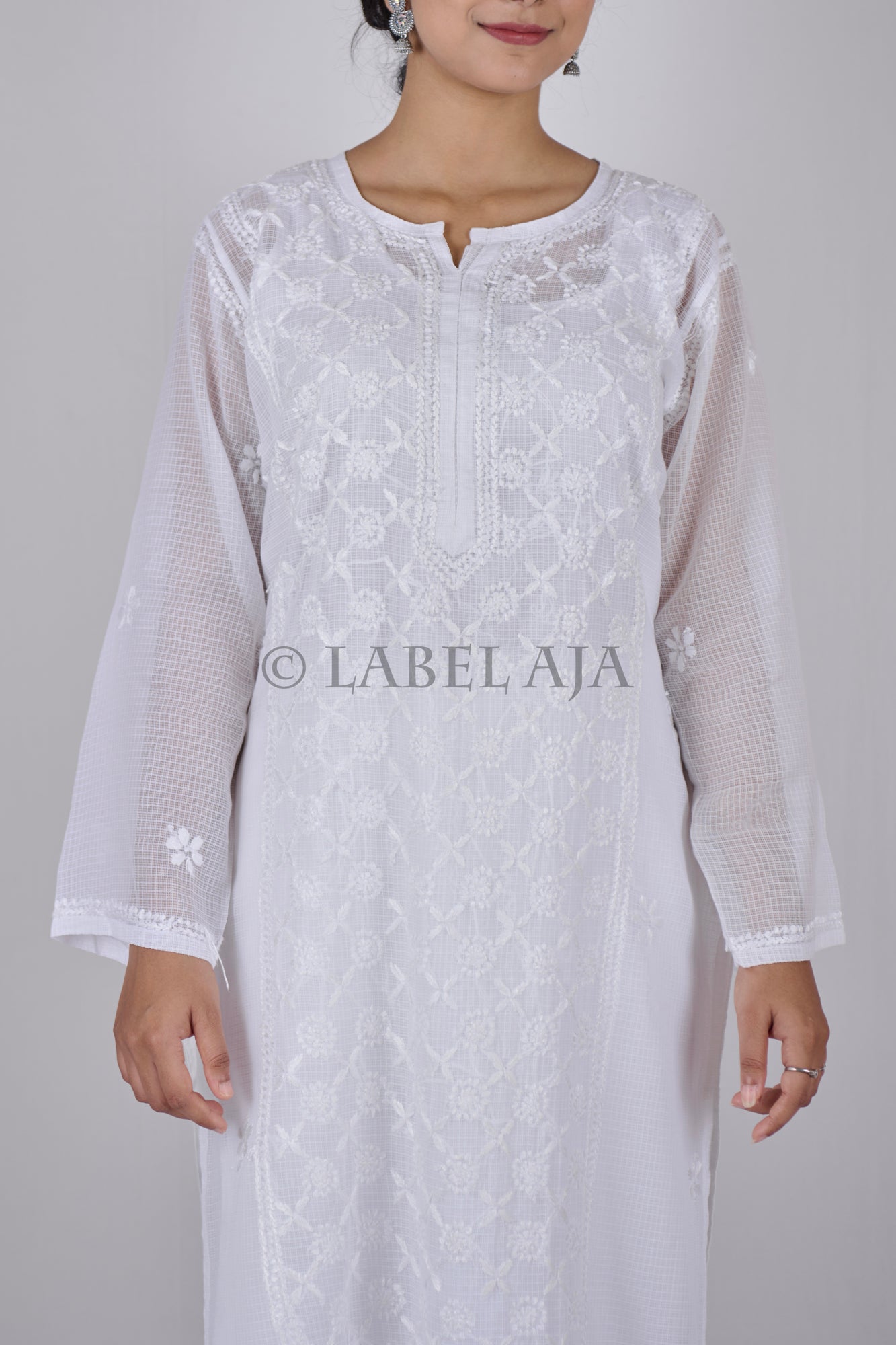 Kota cotton long chikankari kurti