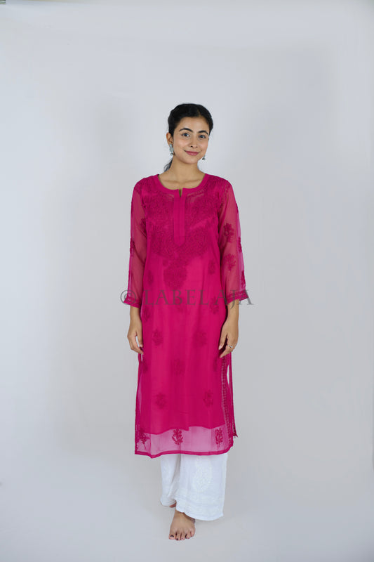 Ziba Georgette Resham work kurta with matching Slip