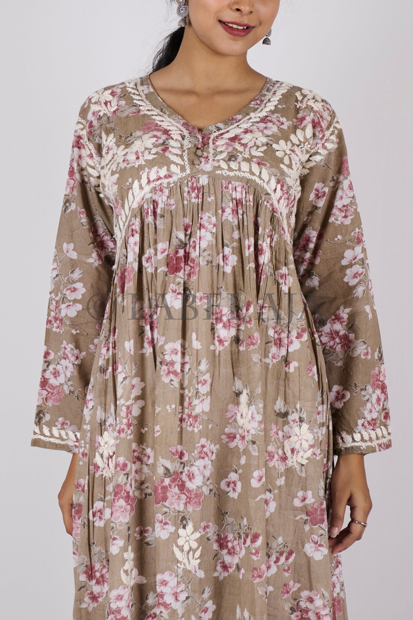 Alia mulmul chikankari anarkali kurti