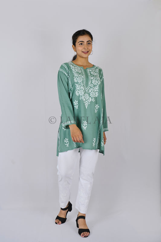 Inara modal chikankari short kurti