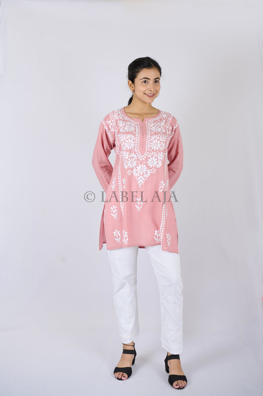 Inara modal chikankari short kurti