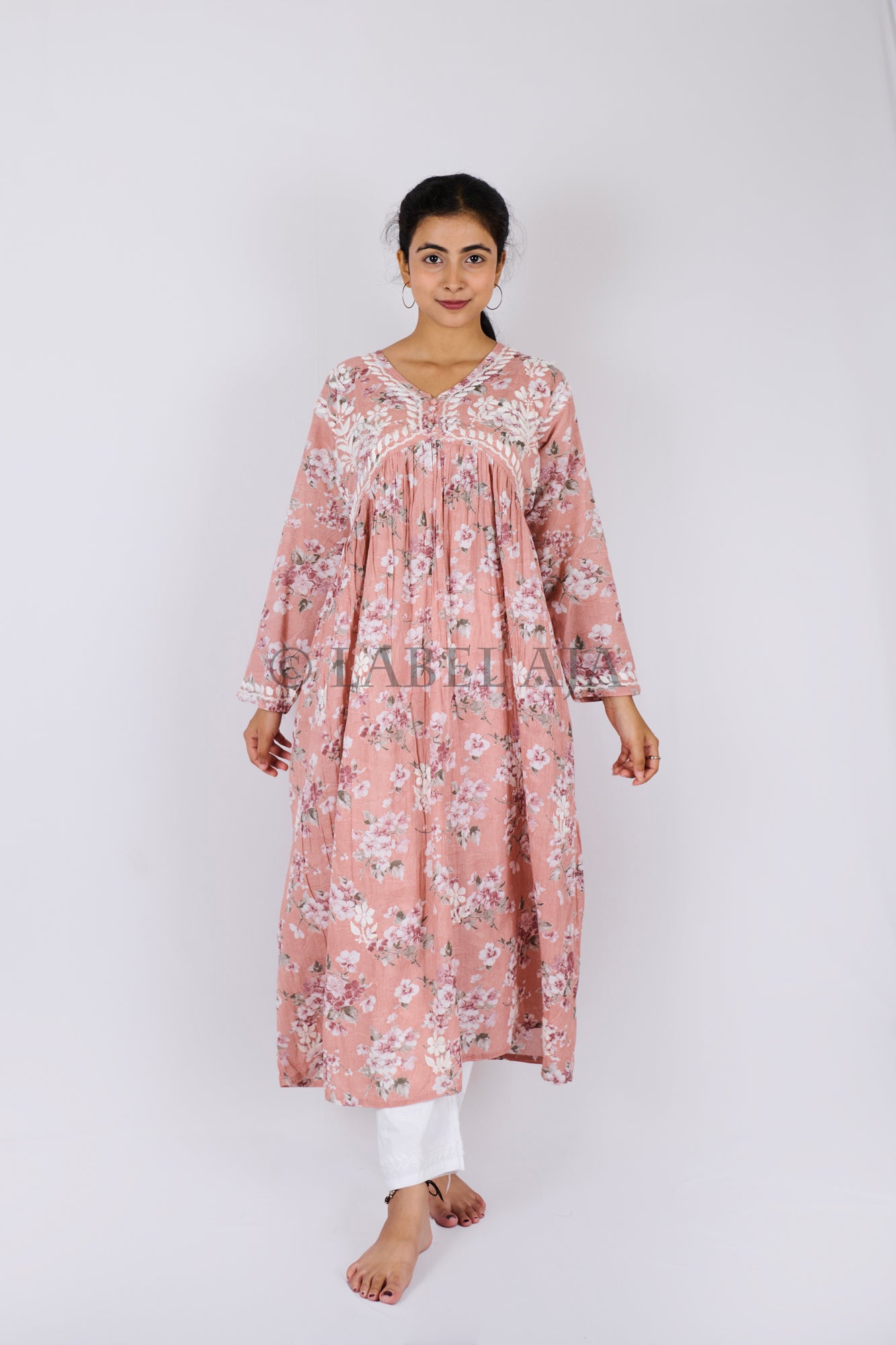 Alia mulmul chikankari anarkali kurti