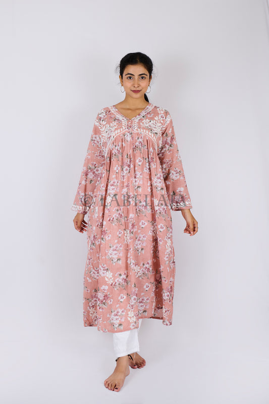 Alia mulmul chikankari anarkali kurti