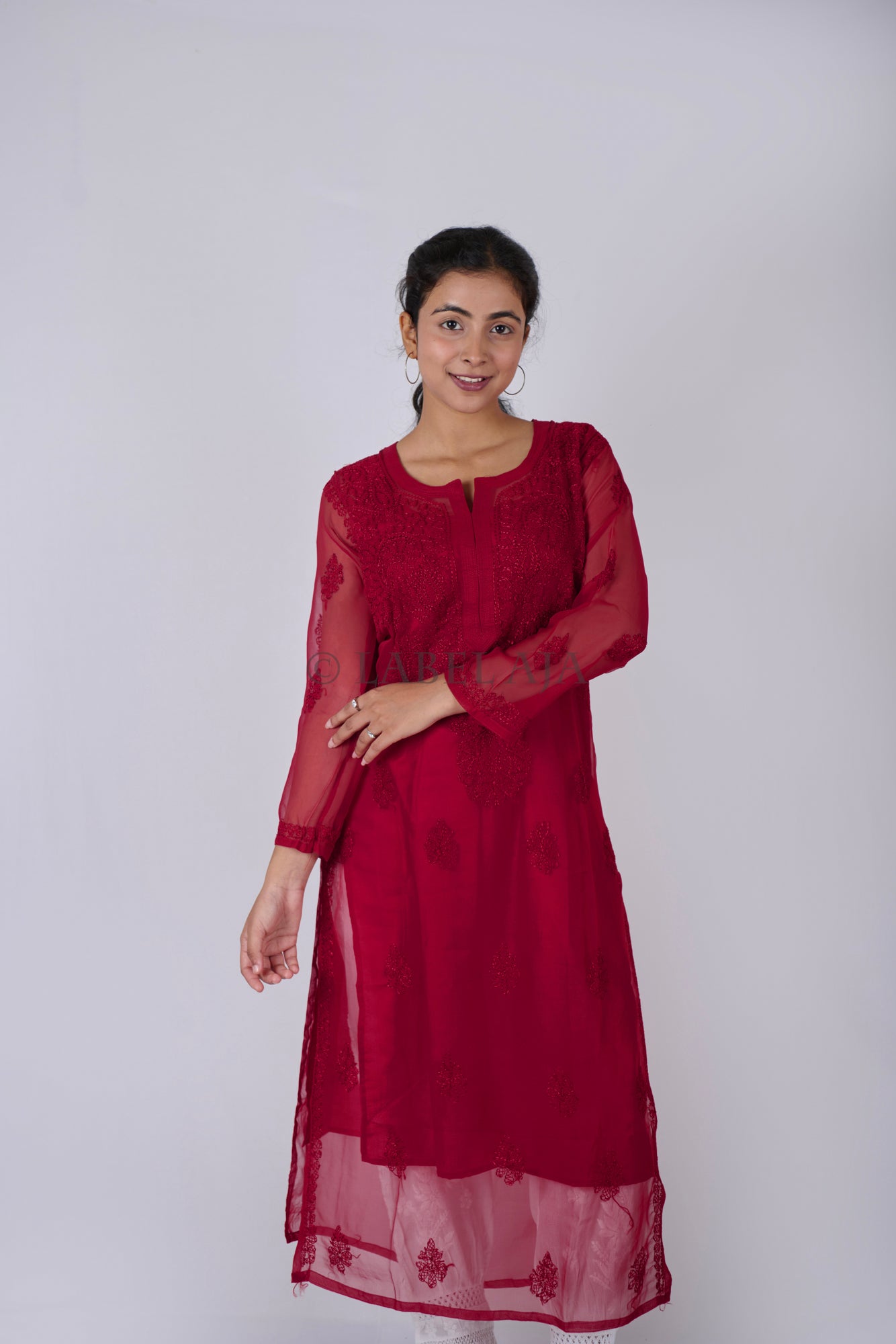 Ziba Georgette Resham work kurta with matching Slip