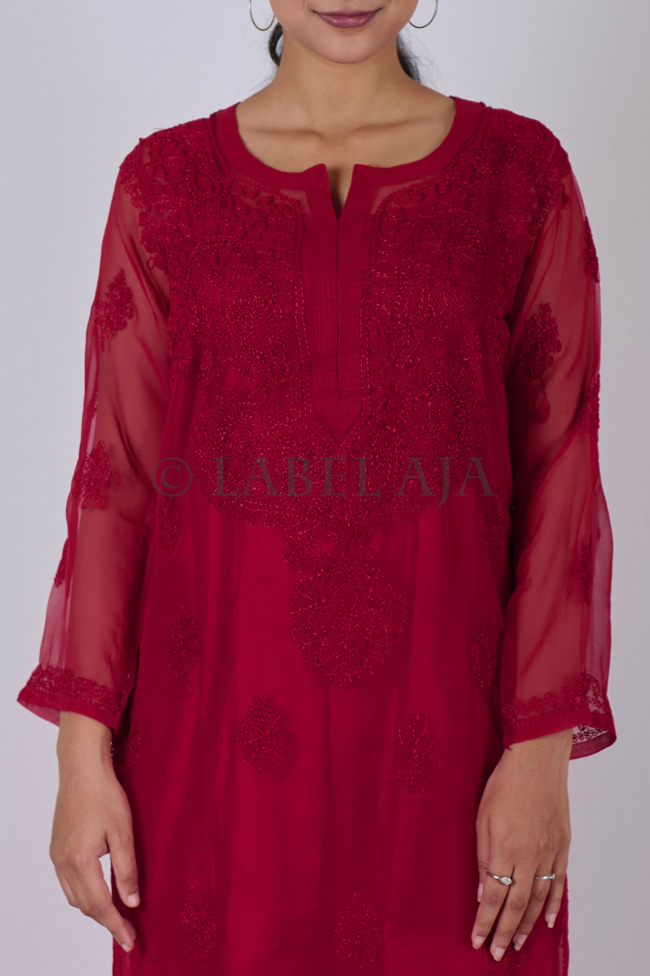 Ziba Georgette Resham work kurta with matching Slip