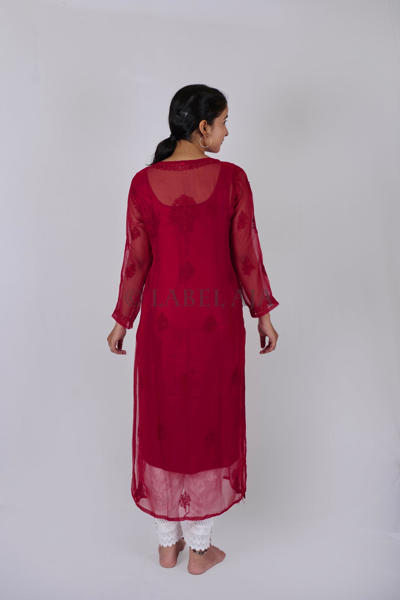 Ziba Georgette Resham work kurta with matching Slip