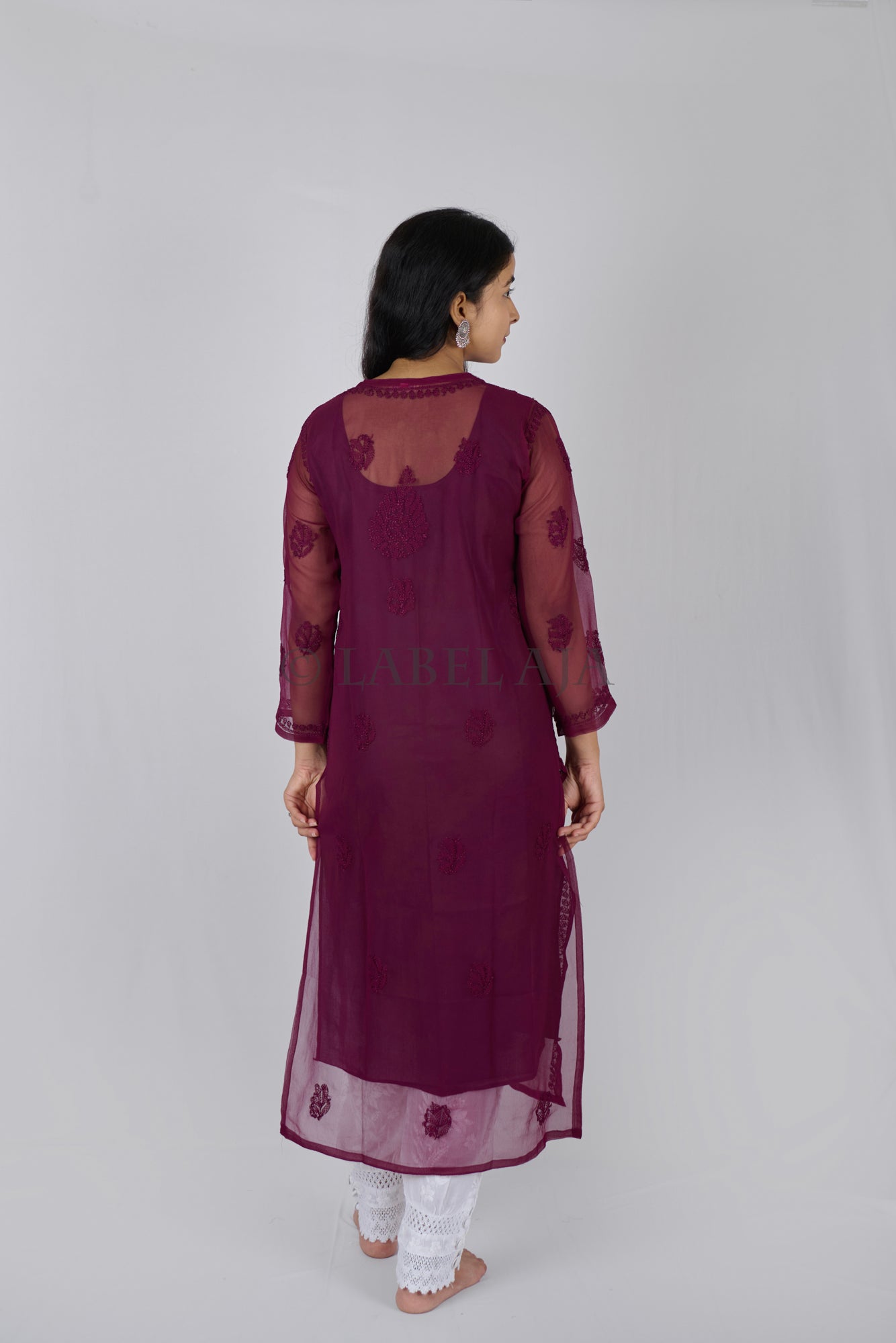 Ziba Georgette Resham work kurta with matching Slip