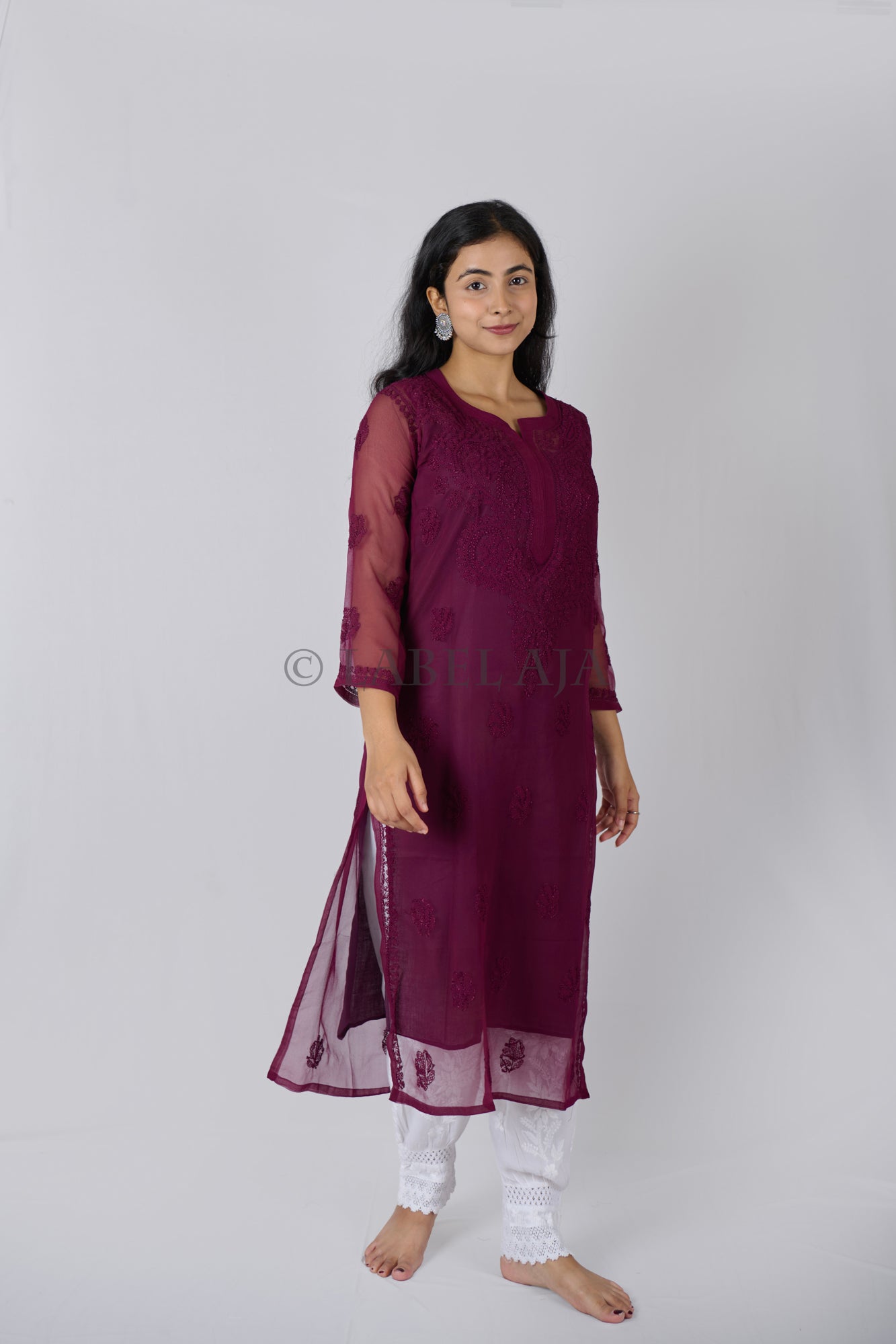 Ziba Georgette Resham work kurta with matching Slip