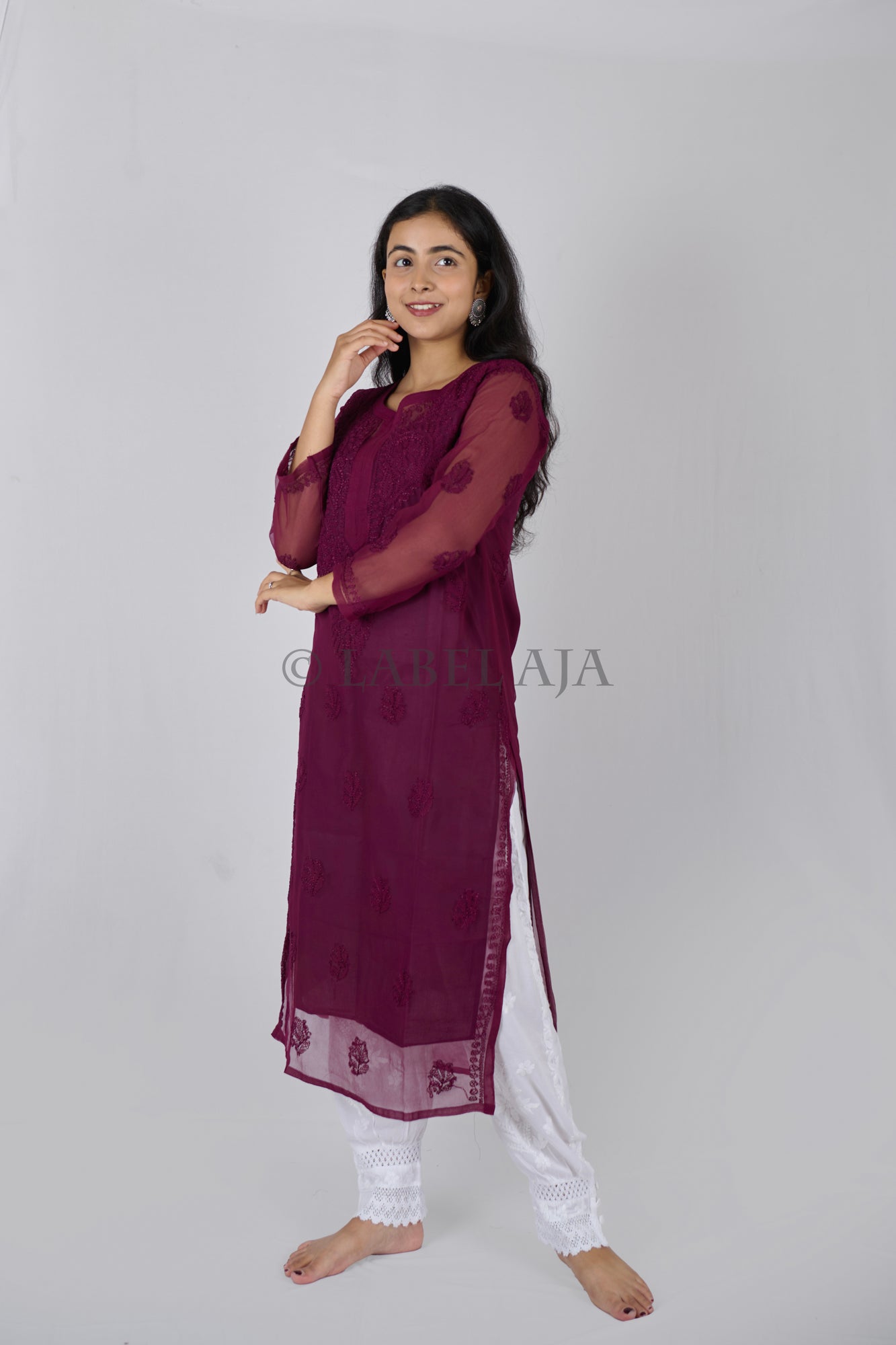 Ziba Georgette Resham work kurta with matching Slip